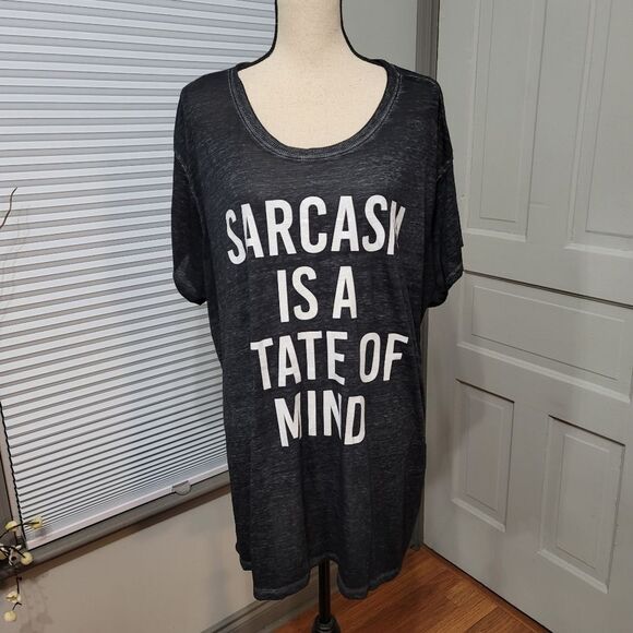 Torrid Sarcasm State Of Mind Relaxed Fit Crew Tee - Vintage Burnout Black - Picture 7 of 7